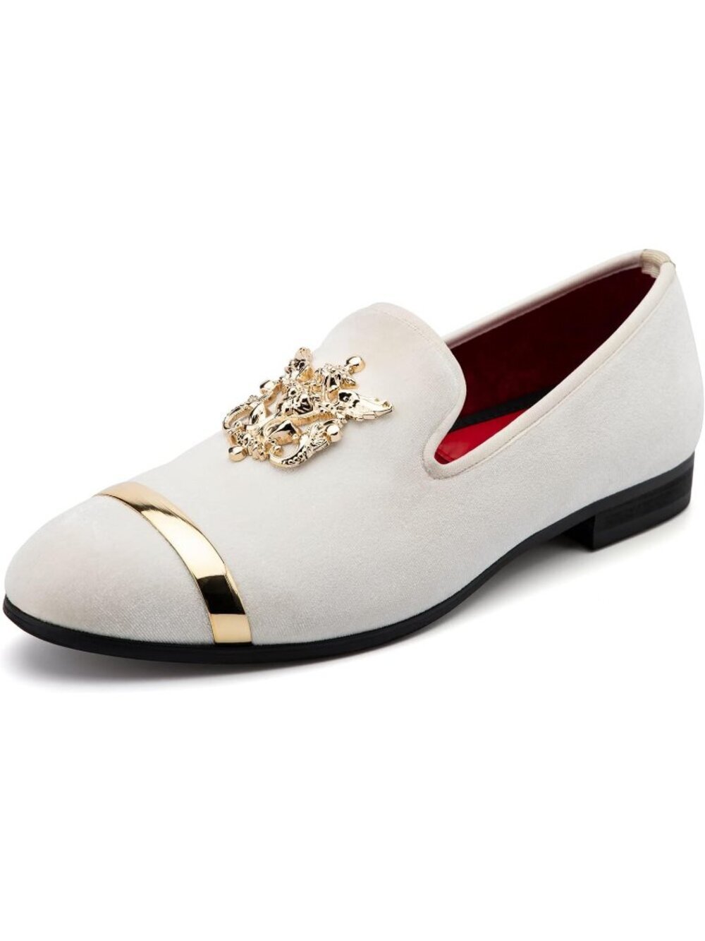 Meijiana Men's White14 Microfiber Loafers Buckle PU Leather Weeding Dress Shoes